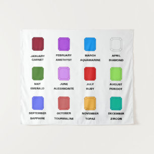 Chaos Emerald Birthstone Chart White Tapestry