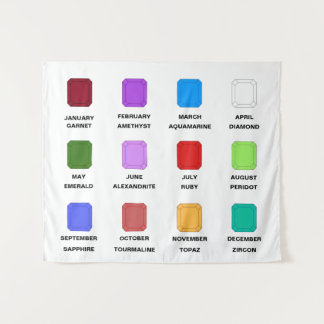 Chaos Emerald Birthstone Chart White Tapestry