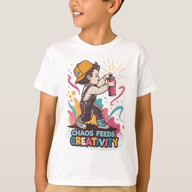 Chaos Feeds Creativity – Retro Graffiti Pop Art  T-Shirt (Front)