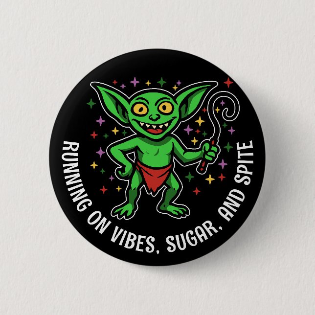 Chaos Gremlin: cute whip-wielding chaos 2 Inch Round Button (Front)