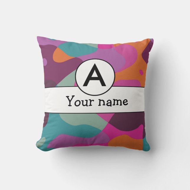 Chaos in retro colours throw pillow (Front)