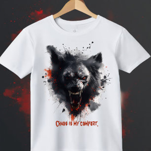 Chaos Is My Comfort   Dark Wolf Grunge Art T-Shirt