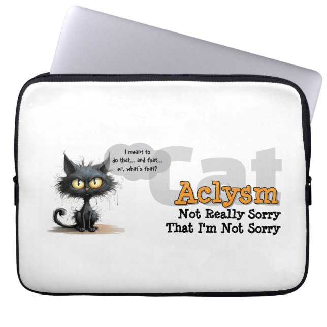 Chaos Kitty Laptop Sleeve: Not Sorry Sleeve (Front)
