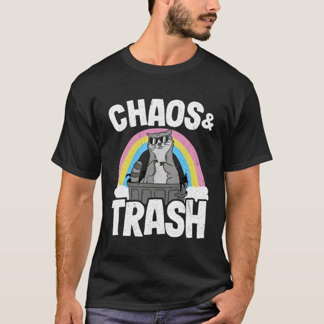 Chaos & Trash Garbage Panda Rainbow Raccoon 4 T-Shirt (Front)