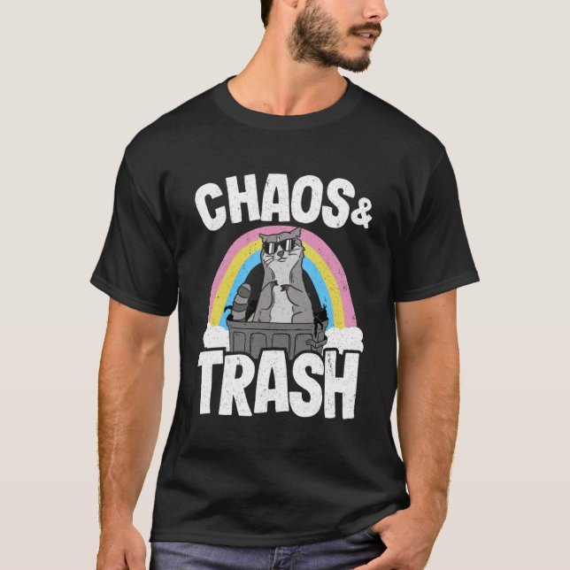 Chaos & Trash Garbage Panda Rainbow Raccoon Pullov T-Shirt (Front)