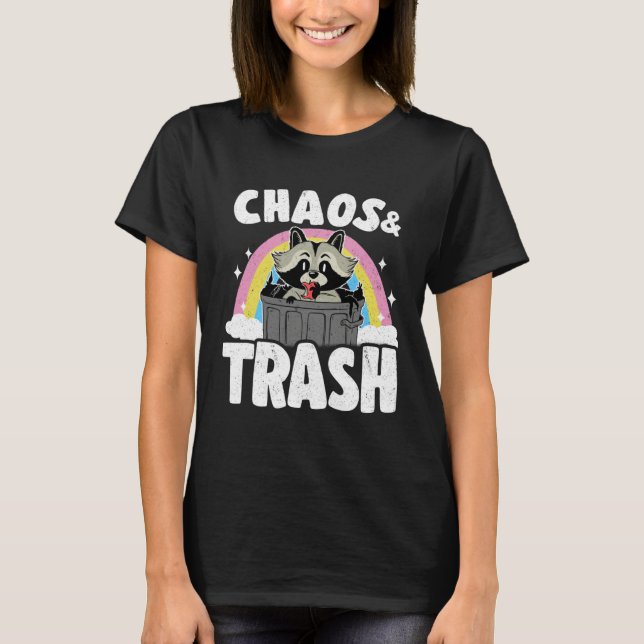Chaos & Trash Garbage Panda Rainbow Raccoon T-Shirt (Front)