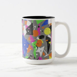Chaotic Abstract Two-Tone Mug   Colorful Overlappi