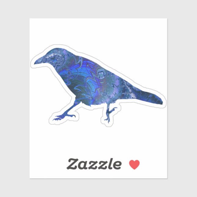 Chaotic Blue Fractal Raven or Blackbird or Crow (Sheet)