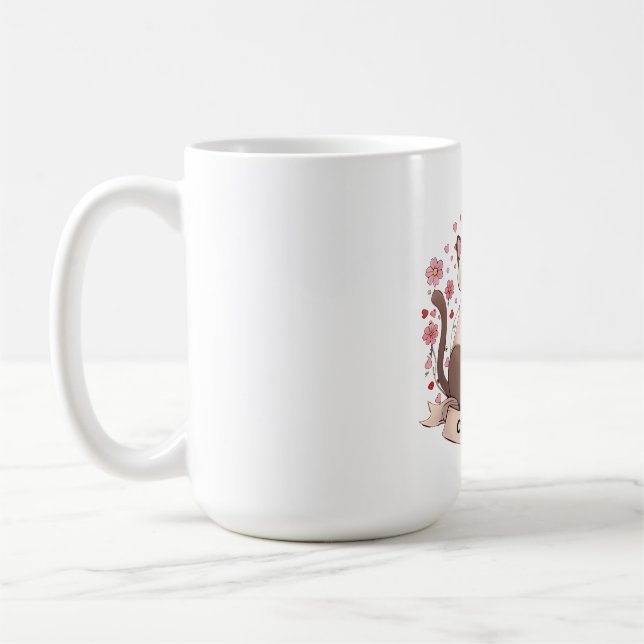 Chaotic Cat Couple – Cute Whimsical Love Sticker Coffee Mug (Left)