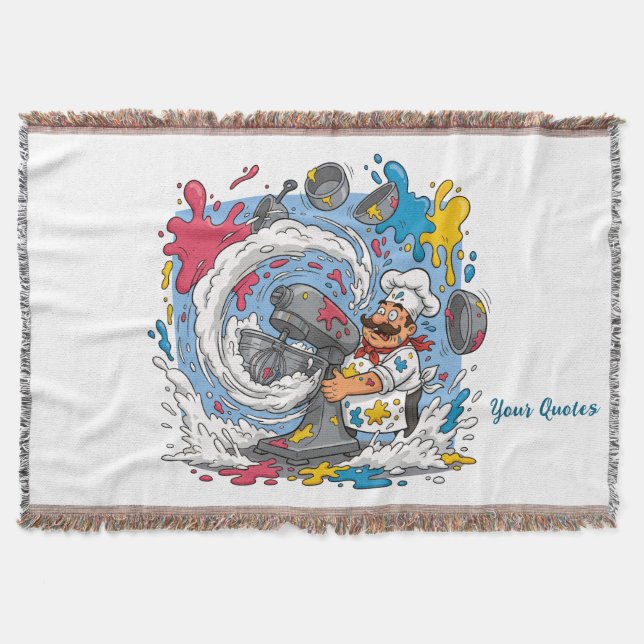 Chaotic Chef With Exploding Mixer Throw Blanket (Front)