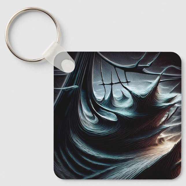 Chaotic Dark Seas Swept By The Storm Winds Keychain (Front)