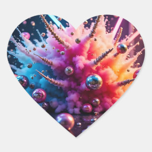 Chaotic Explosions Heart Sticker