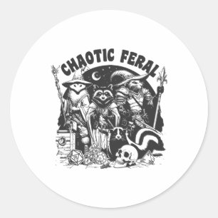 Chaotic Feral Funny Raccoon Possum Skunk Boardgame Classic Round Sticker