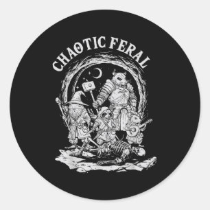 Chaotic Feral Funny Rpg Party Fantasy Animal Meme  Classic Round Sticker