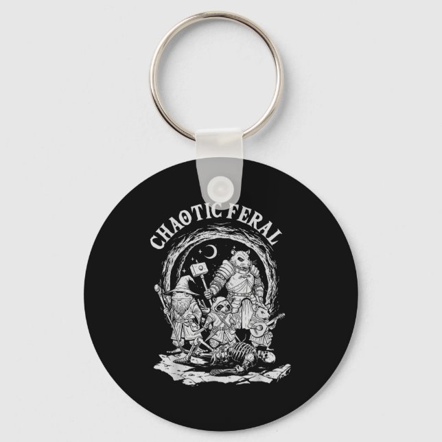 Chaotic Feral Funny Rpg Party Fantasy Animal Meme  Keychain (Front)