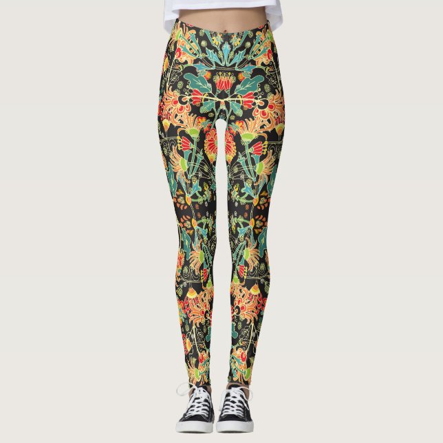 Chaotic floral: vintage abstract pattern. leggings (Front)