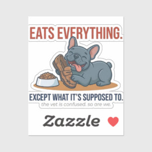 Chaotic French Bulldog Shoe Eater Illustration
