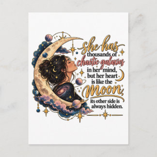 Chaotic Galaxies In Her Mind Celestial Moon Postcard