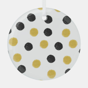 Chaotic Gold Dots: Vintage Splash. Glass Ornament