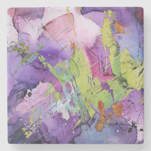 "Chaotic Harmony" Contemporary Abstract Art Stone Coaster