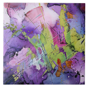 "Chaotic Harmony" Contemporary Abstract Art Tile