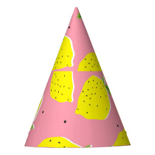 Chaotic Lemons Pink Polka: Citrus Pattern Party Hat