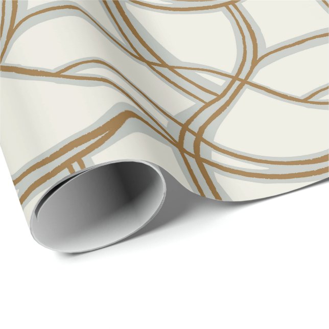 Chaotic lines thin coastal mediterranean sage blue wrapping paper (Roll Corner)