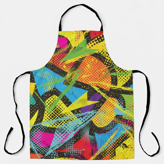 Chaotic Neon: Abstract Graffiti Pattern. Apron (Front)