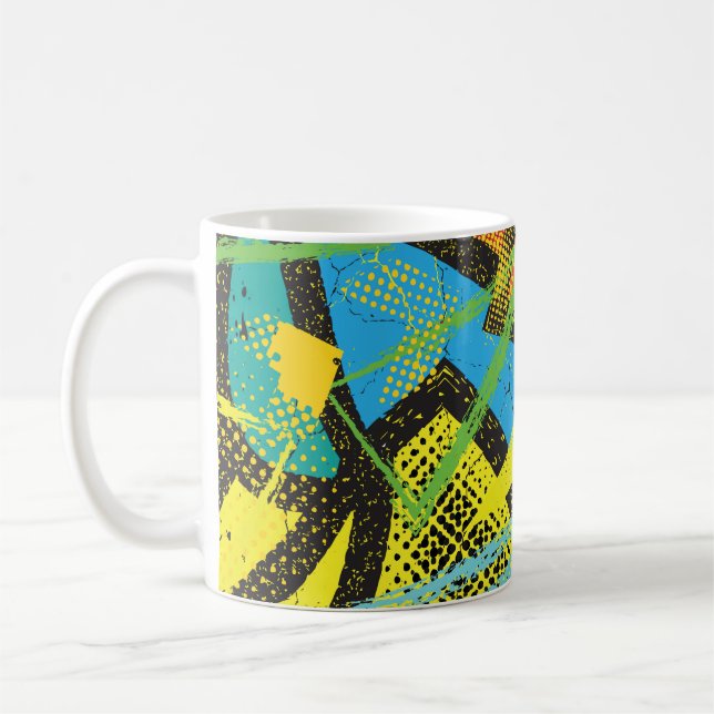 Chaotic Neon: Abstract Graffiti Pattern. Coffee Mug (Left)