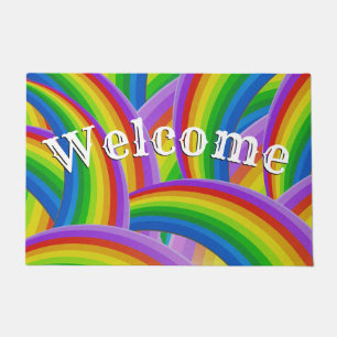 Chaotic Rainbow of Colour Welcome Mat