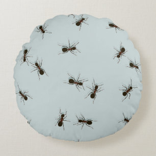 Chaotic Red Ants Stylish Pattern Round Pillow