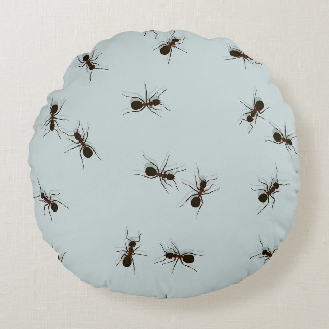 Chaotic Red Ants Stylish Pattern Round Pillow (Front)