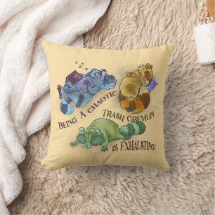 Chaotic Trash Gremlin, sleepy raccoons Throw Pillow