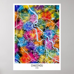 Chaozhou China City Map Poster