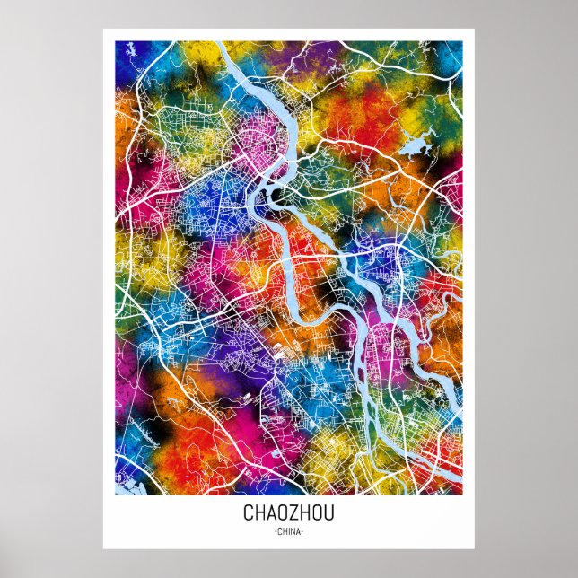 Chaozhou China City Map Poster (Front)