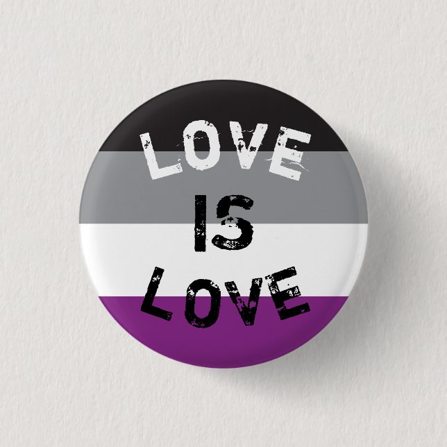 Chapa Asexual Flag Love - Love is Love 1 Inch Round Button (Front)
