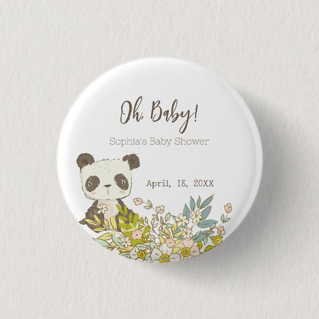 Chapa Baby Shower Panda 1 Inch Round Button (Front)
