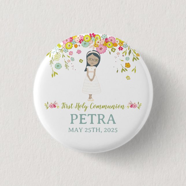 chapa pequeña PETRA Primera Comunión 1 Inch Round Button (Front)