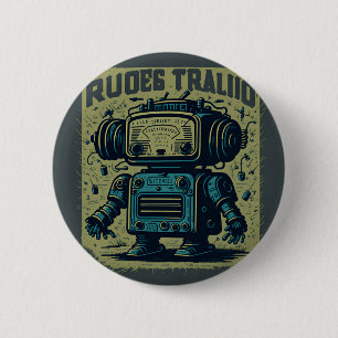 Chapa Redonda De 5 Cm vintage robot old 2 Inch Round Button