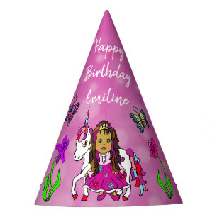 Chapeau d'anniversaire Fée et Licorne Magenta