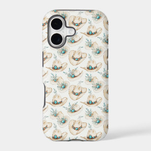 Chapeau de cowboy blanc turquoise et argent