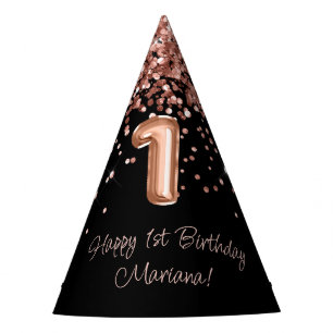 Chapeau de fête d'anniversaire 1ère Rose Gold Noir