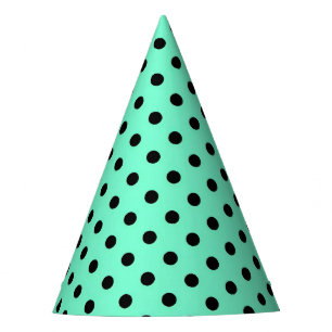 Chapeau de fête pois noirs vert de mer