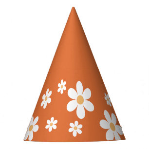 Chapeau de fête rétro daisy boho orange brûlé