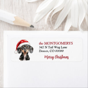 Chapeau de Père Noël Dachshund Adresse de Retour d