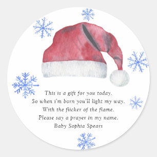Chapeau de Père Noël - Étiquette de bougie de priè