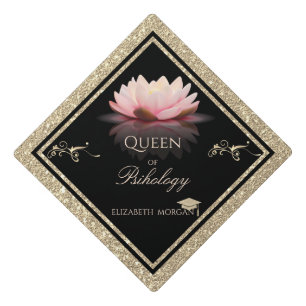 Chapeau de remise des diplômes paillettes or Lotus