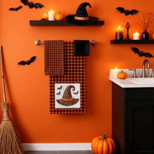 Chapeau de sorcière Halloween et chauves-souris à
