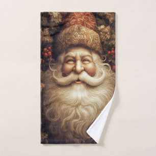 Chapeau en brocart vintage Père Noël Baies rouges