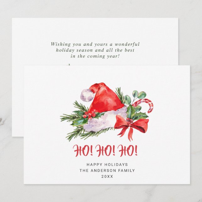 Chapeau festif du Père Noël Carte de vœux de Noël (Devant / Derrière)
